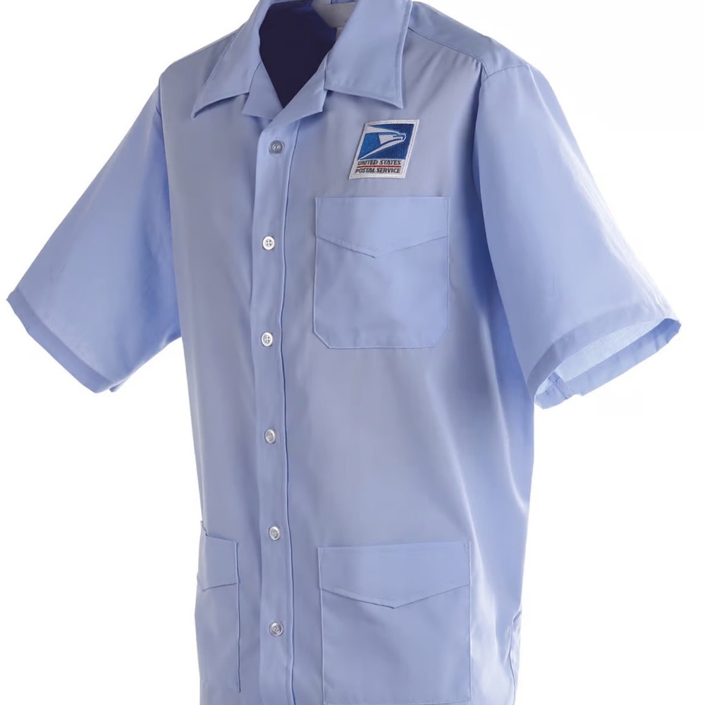 NWT USPS Men's Carrier Short Sleeve Button-Up Shirt Jac, Postal Blue 2XL
